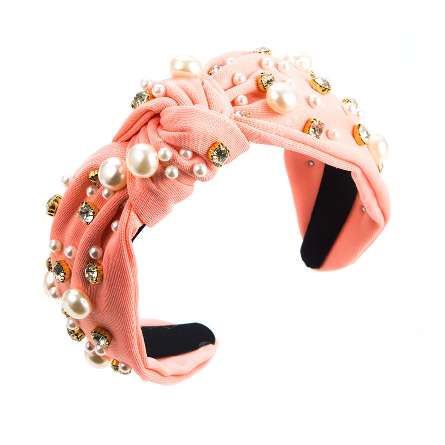Wholesale Wide Edged Pearl Knot Hair Bands ACC-HD-HM014