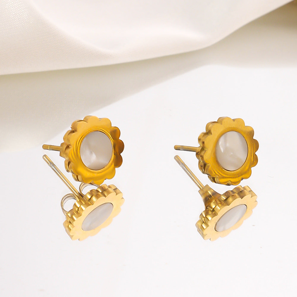 Wholesale Titanium Steel Sunflower Earrings