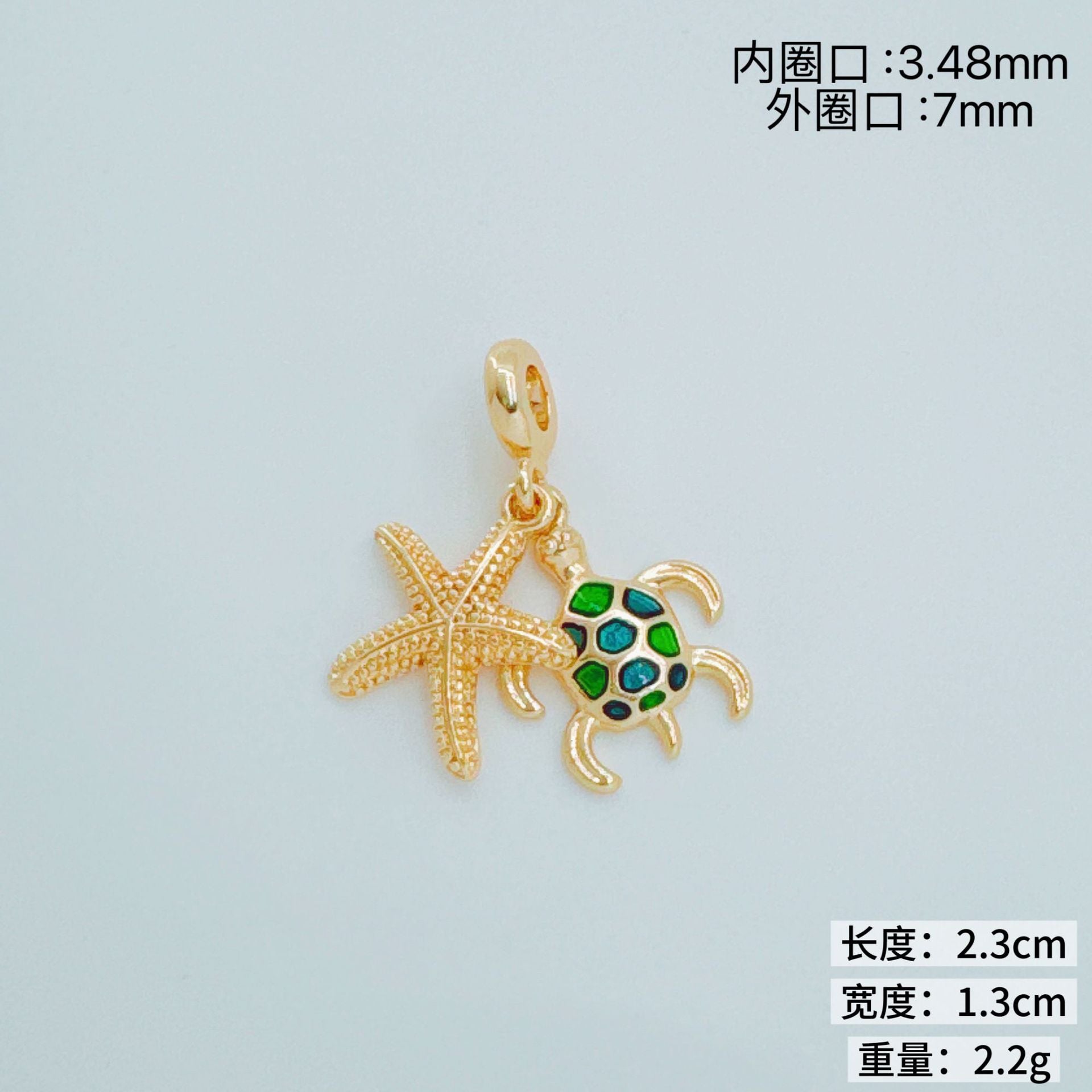 Wholesale Gold Plated Copper Ocean Themed Large Hole Pendant Bead Bracelet Everyday Jewelry Accessory