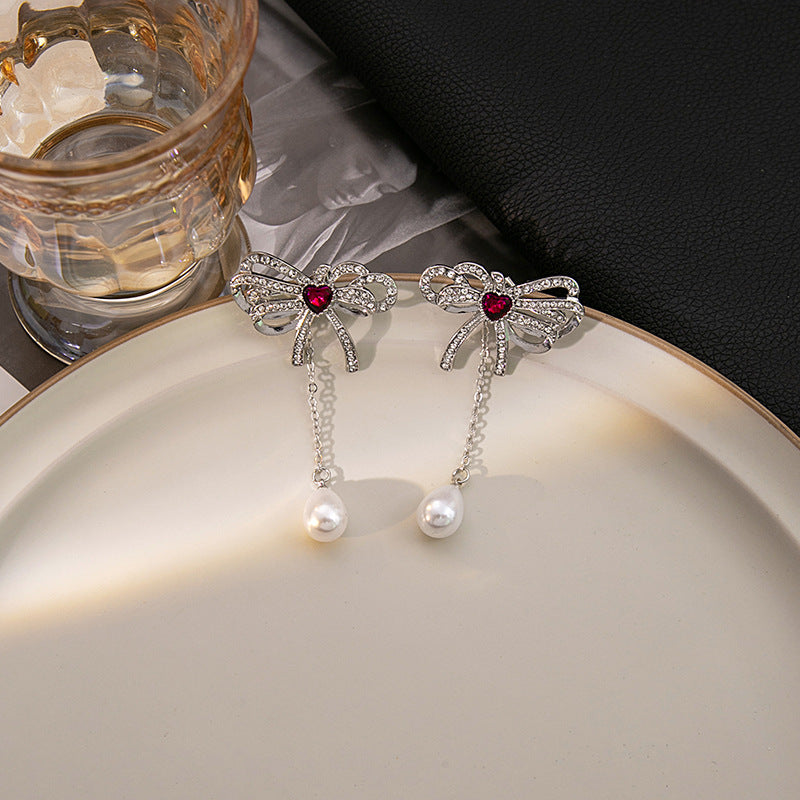 Wholesale Silver  pink love earrings