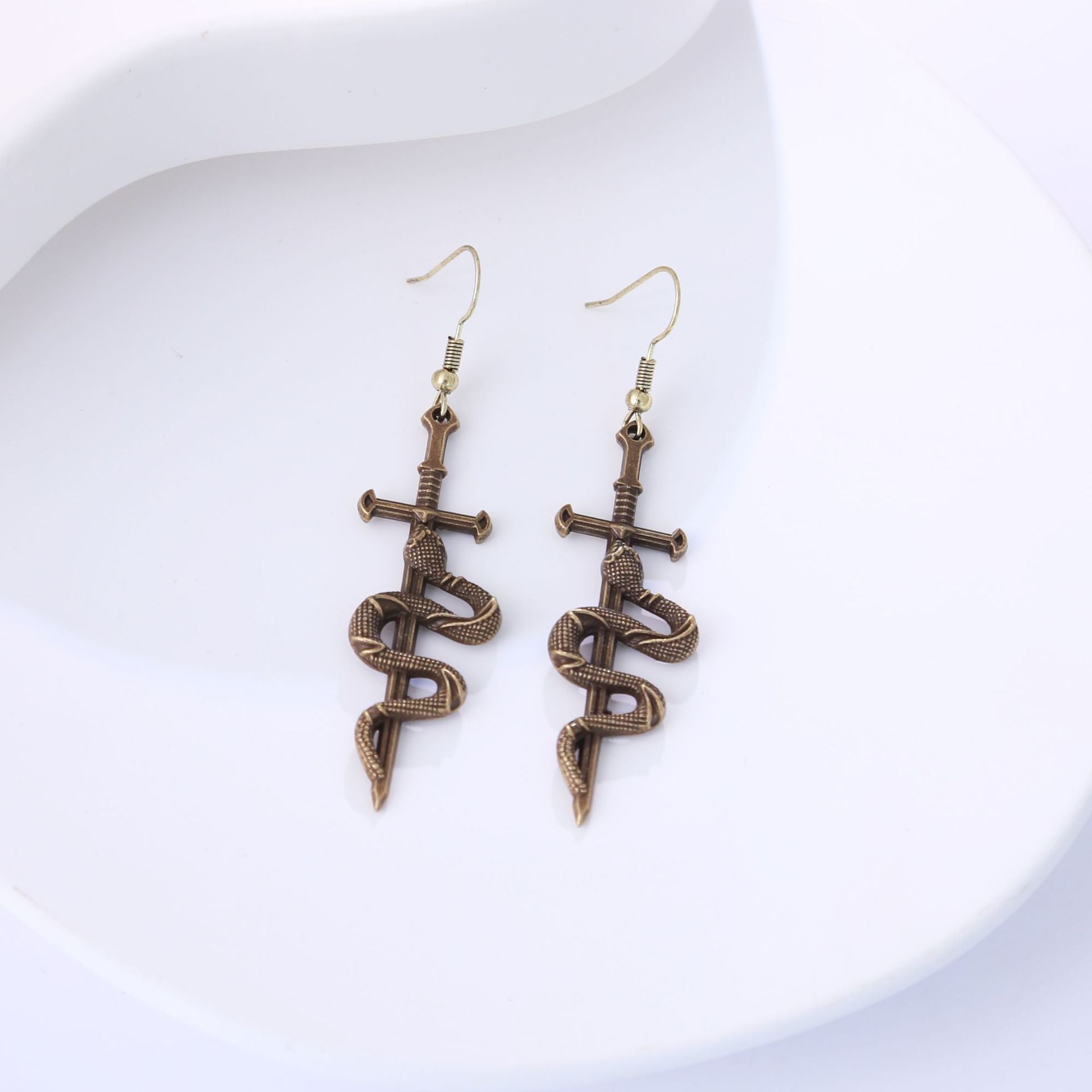 Wholesale Vintage Snake Cross Earrings Exaggerated Design Fashion Jewelry Accessory For Party Gift