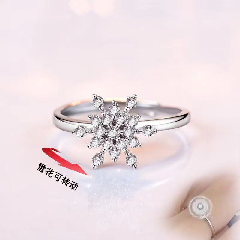 Wholesale The Snowflake Rotating Ring Celebrant Fashion  Open Ring