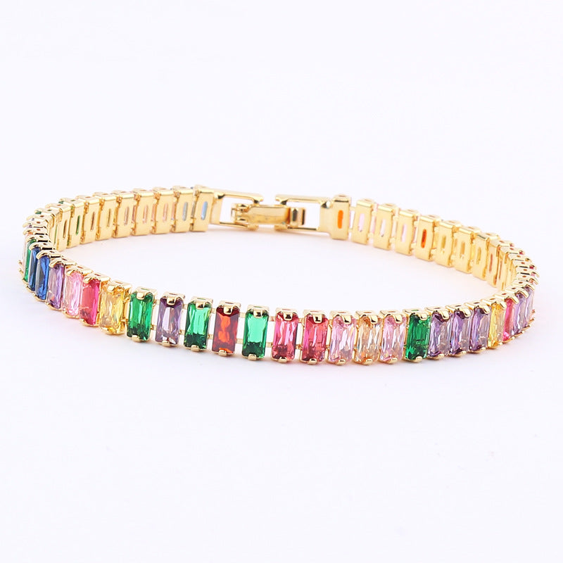 Wholesale Bracelet Colorful Solid Color Zircon Full Diamond Rainbow Bracelet Zircon Bracelets ACC-BT-Ruib003