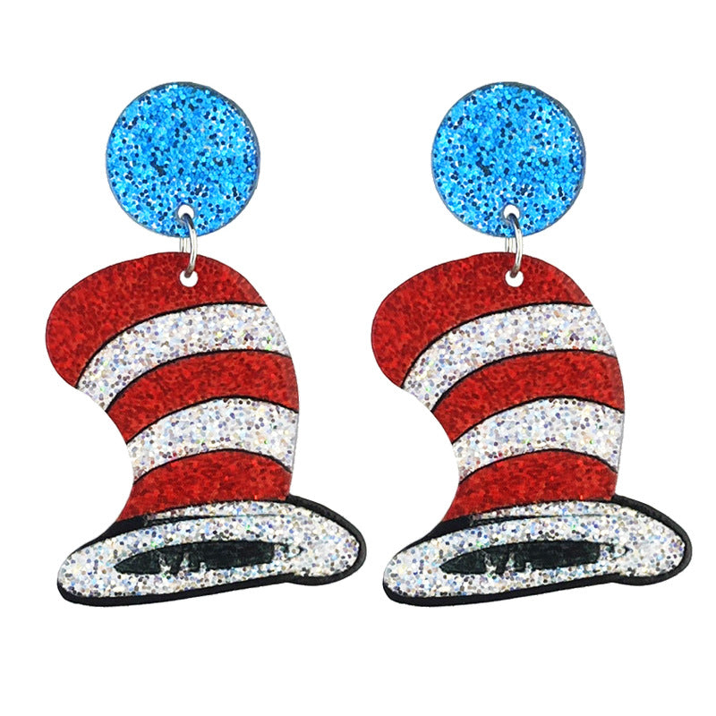 Wholesale 2 pairs/pack Bright Cute Teacher Color Book Acrylic Earrings ACC-ES-HY214