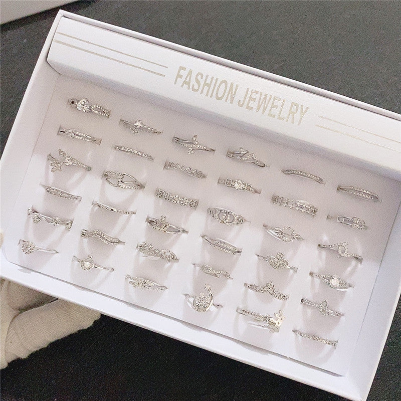 Wholesale 10pcs Micropaved Zirconia Ring Electroplated K Gold White Gold Color Preserving Ring ACC-RS-YunXi005