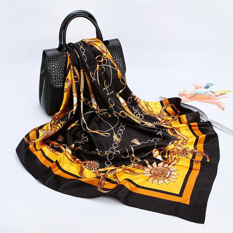 Wholesale 90cm Printed  Silk Women' s Large Square Scarf