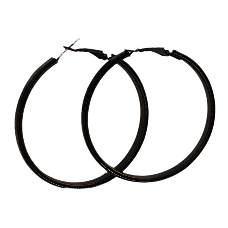 Wholesale Black Leather Letter Leopard Print Large Hoop Earrings ACC-ES-NingKa011