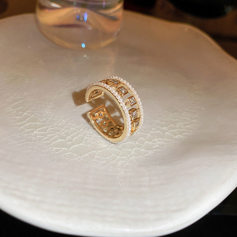 Wholesale Real Gold Plated Baroque Pearl Open Ring - Fashion Jewelry Accessory for Women Boutique Resale