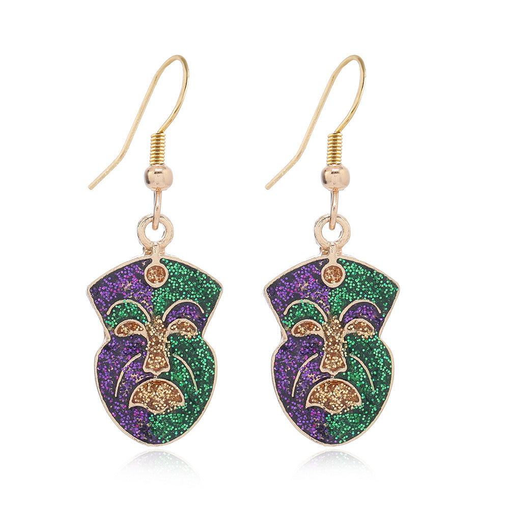 Wholesale Carnival Earrings Glittering Iris Mask Umbrella Dangles