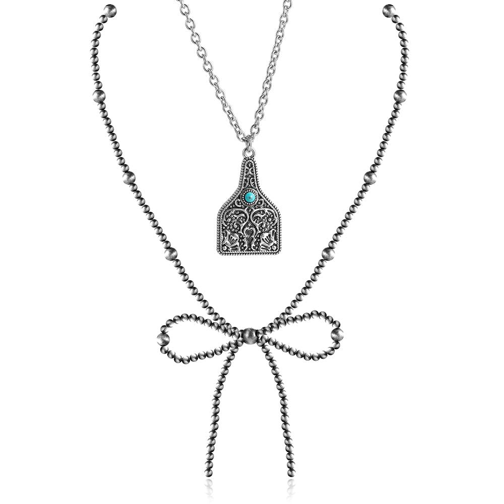 Wholesale Pearl Bow Western Lightning Cowboy Girl Necklace