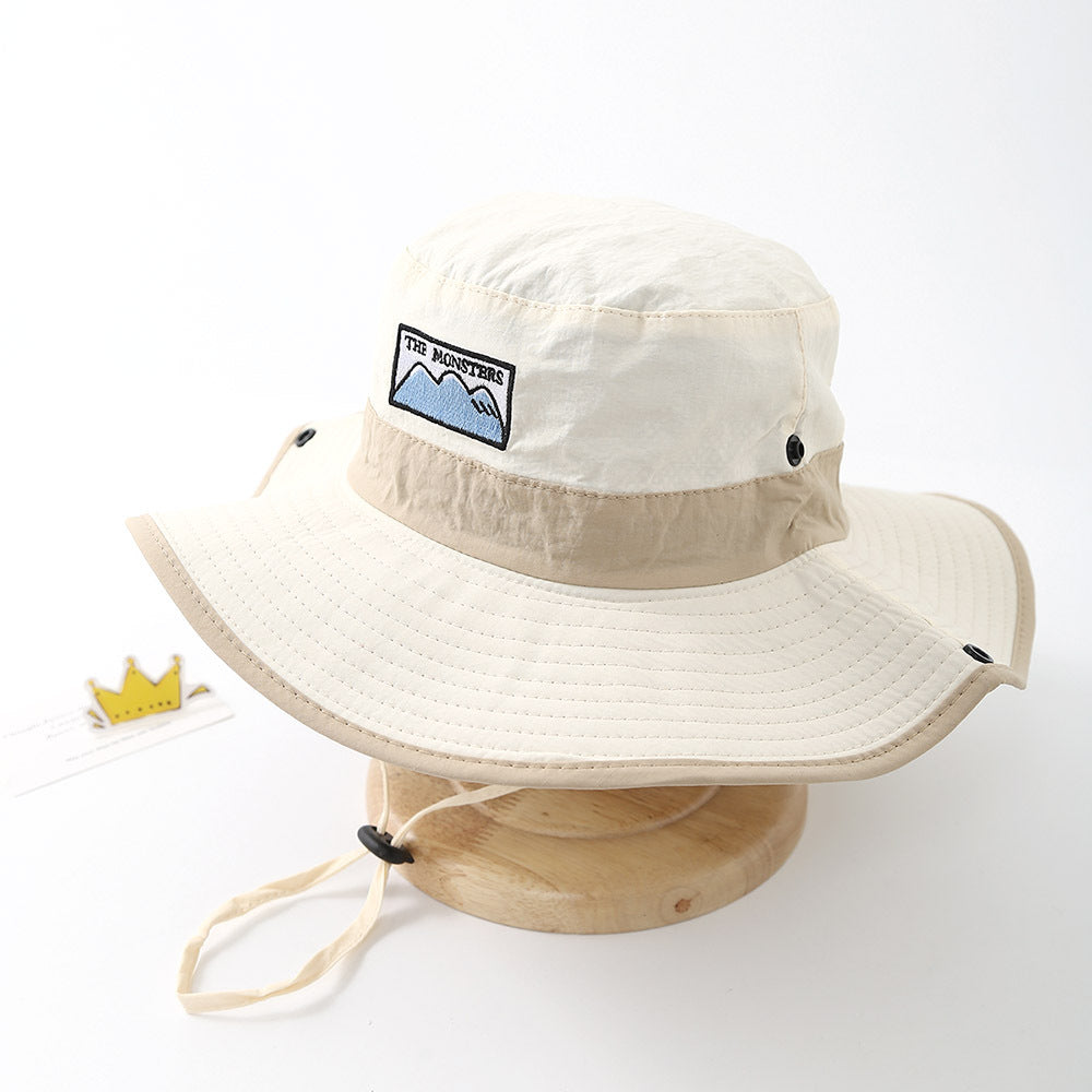 Wholesale  Children's Fisherman Hat Breathable Drawstring Outdoor Sun Protection Basin Hat