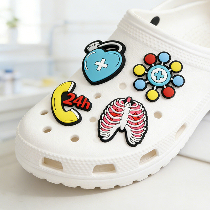 Wholesale Medical First Aid Theme PVC Shoe Charms For Clog Sandals DIY Decorative Everyday Chic Accessory For Resale