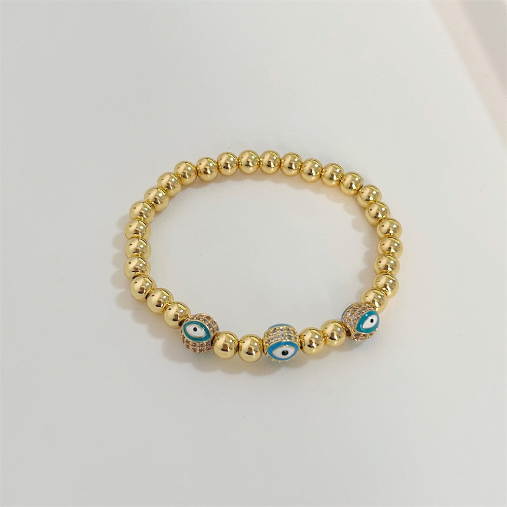 Wholesale 18K Gold Beaded Oil Dripping Devil's Eye Bracelet ACC-BT-Qiqi012