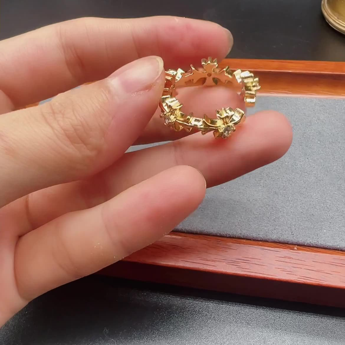 Wholesale Vintage open diamond geometric ring