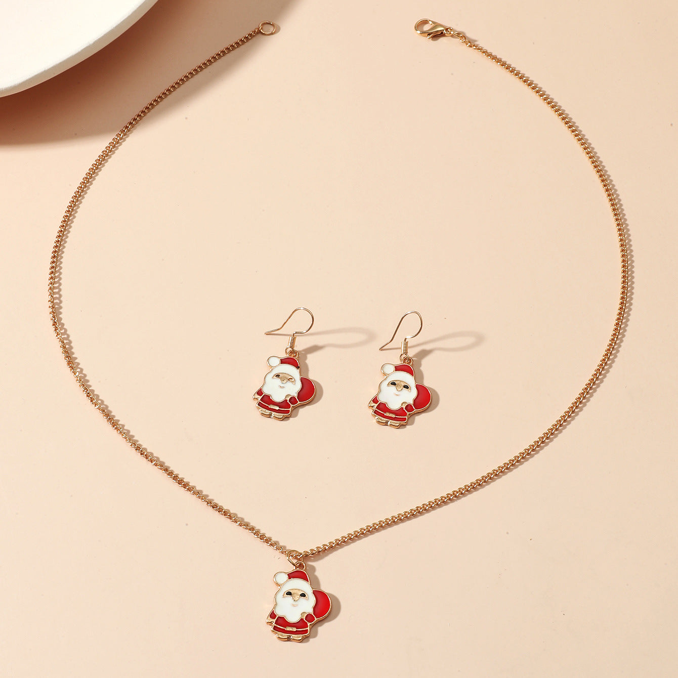 Wholesale Cartoon Oil Drop Colorful Christmas Tree Earrings and Necklace Set