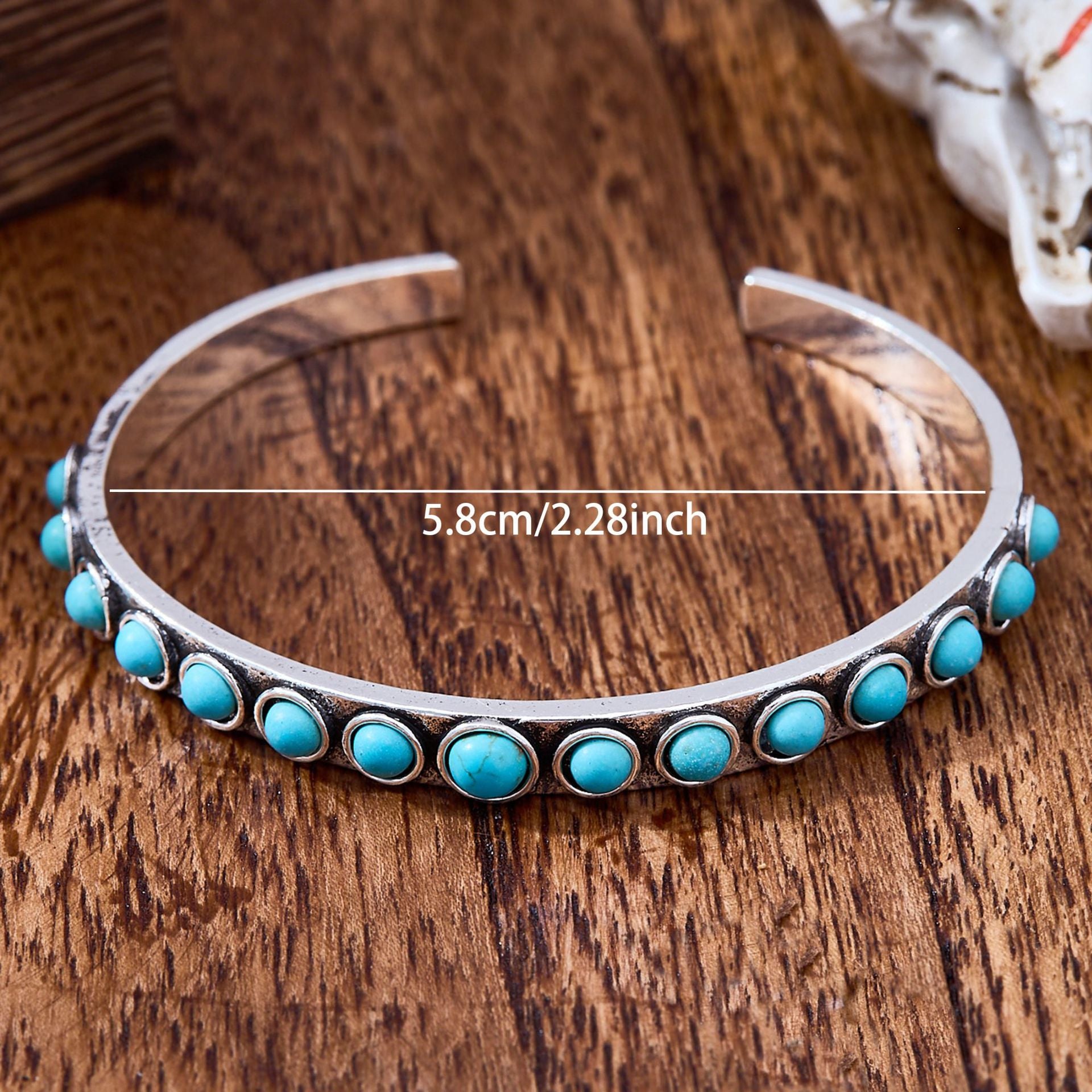 Wholesale Bohemian Retro Open Turquoise Bracelet,  Electroplated Alloy Jewelry Accessory