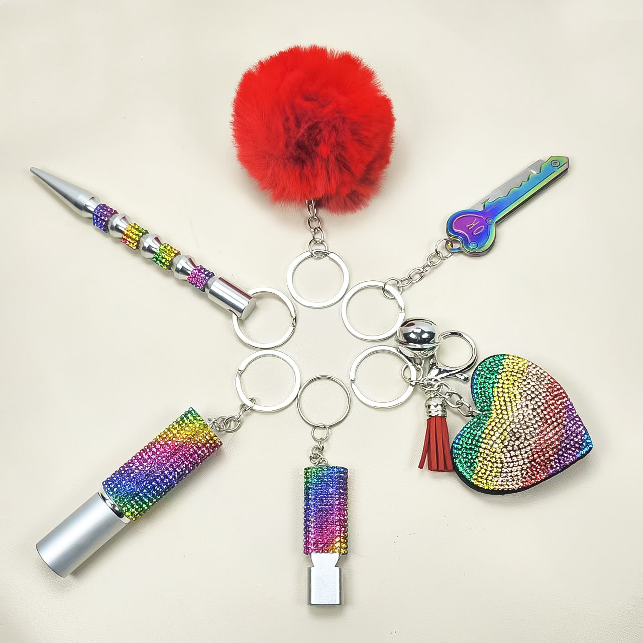 Wholesale Heart-shaped diamond-studded perfume bottle keychain combination accessories