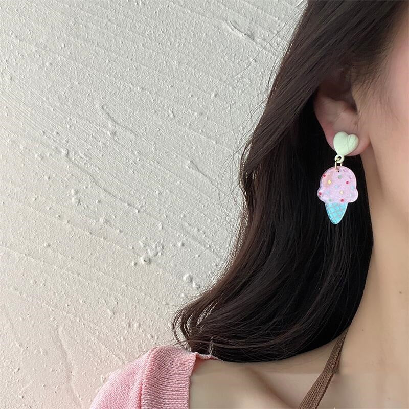 Wholesale Ice Cream Girl Cute Acrylic Earrings