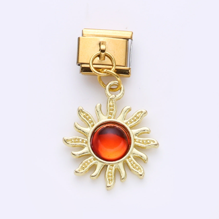 Wholesale 10pcs Italian Charm Bracelet 9mm DIY Splicing Gold Cherry Cross Stainless Steel Composable Bracelet