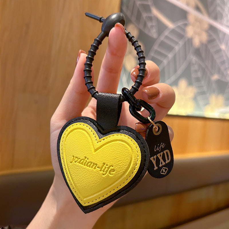 Wholesale Trendy Yellow Leather Heart Keychain Bag Charm Decorative Gift For Students