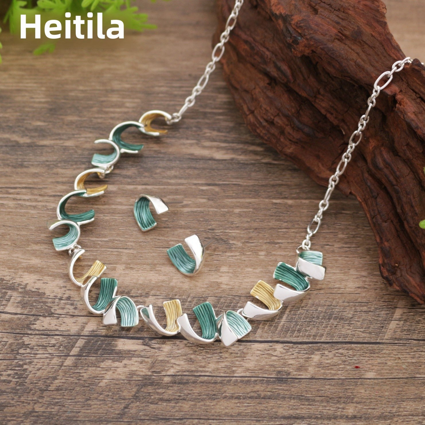 Wholesale  Enamel Geometric Spiral Earrings Necklace Set