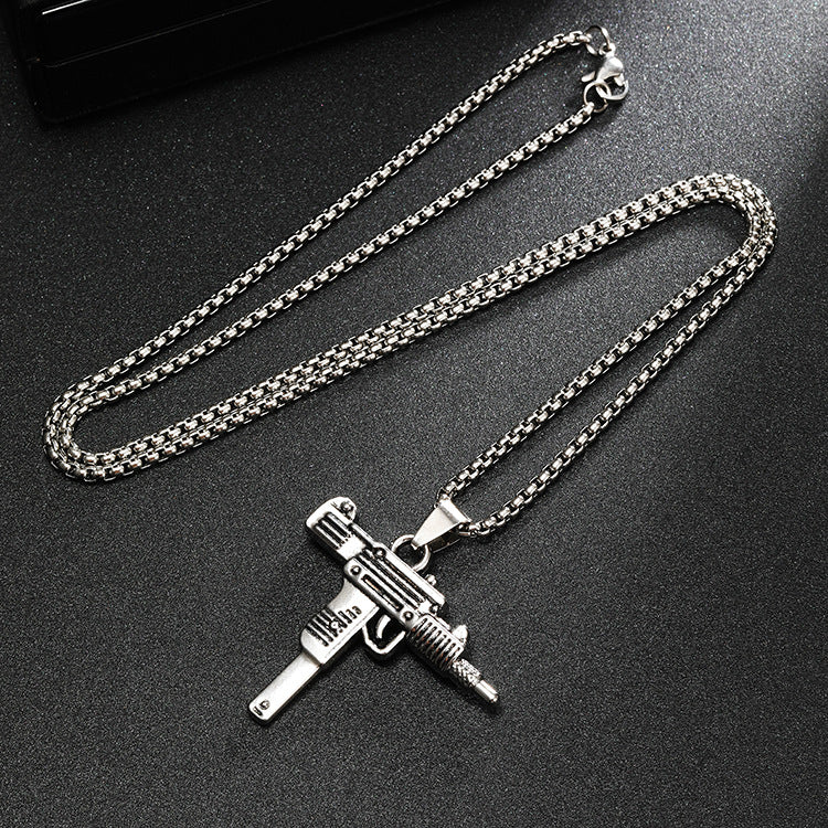 Wholesale Titanium Steel  Light Luxury Niche Unique Submachine Gun Pendant Necklaces