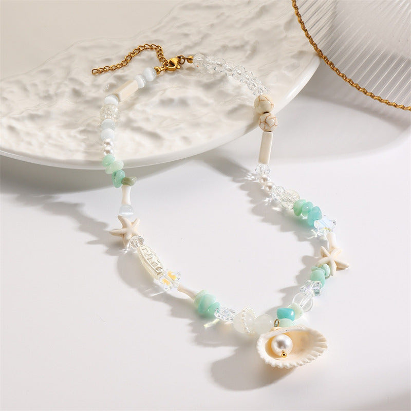 Wholesale Summer Beach Jewelry Starfish Series Pearl Starfish Conch Shell Necklace