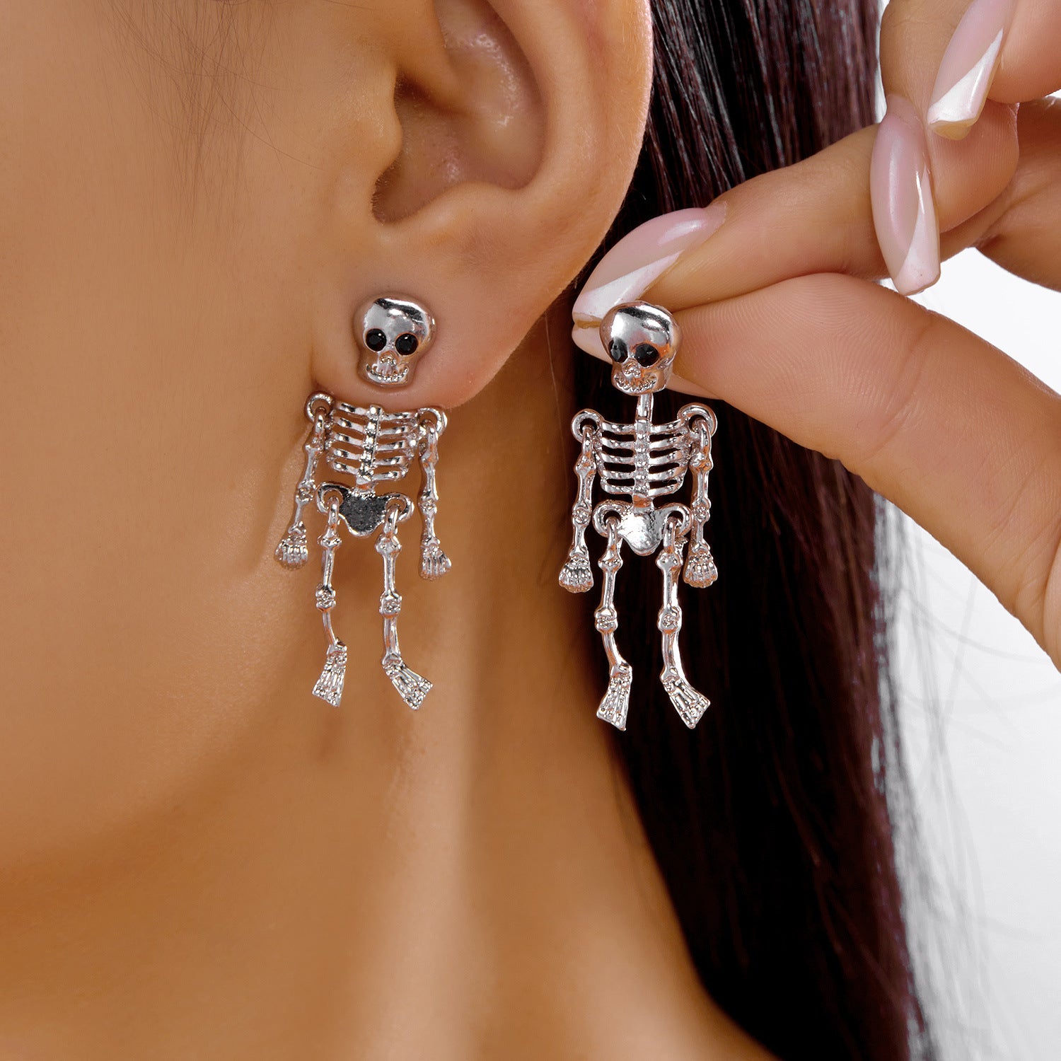 Wholesale  Exaggerated Skull Earrings Halloween Long Skull Tassel Earrings