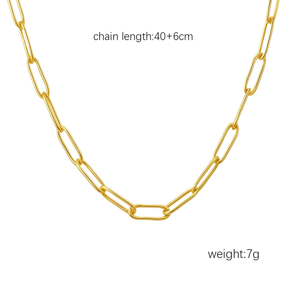 Wholesale 18k Gold Plated Oval Chain Cuban Link Necklace Fashion Jewelry for Women Everyday Wear