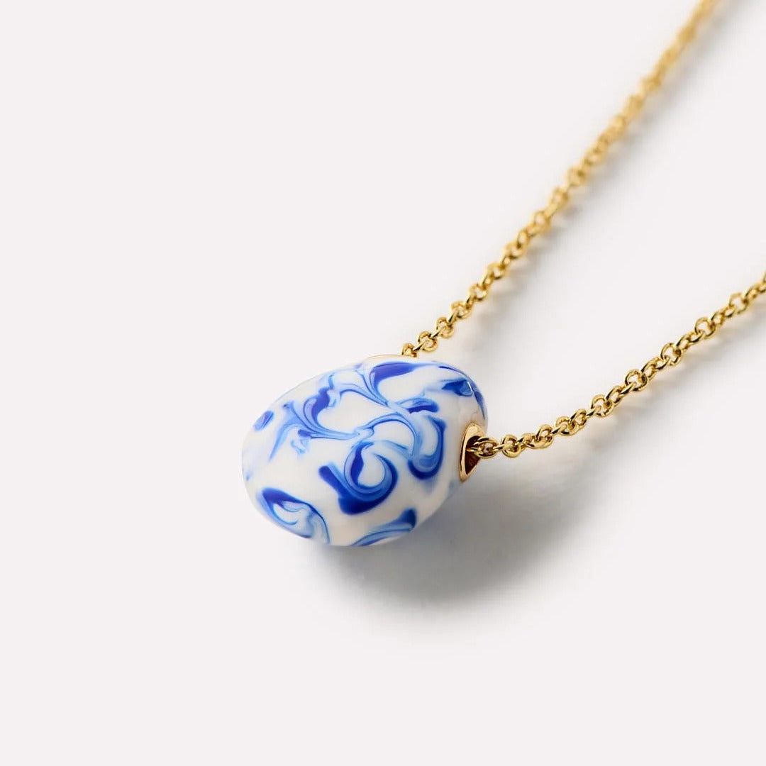 Wholesale  Necklace Ring Blue and White Porcelain Jewelry Water Ripple Ceramic Decorative Ring