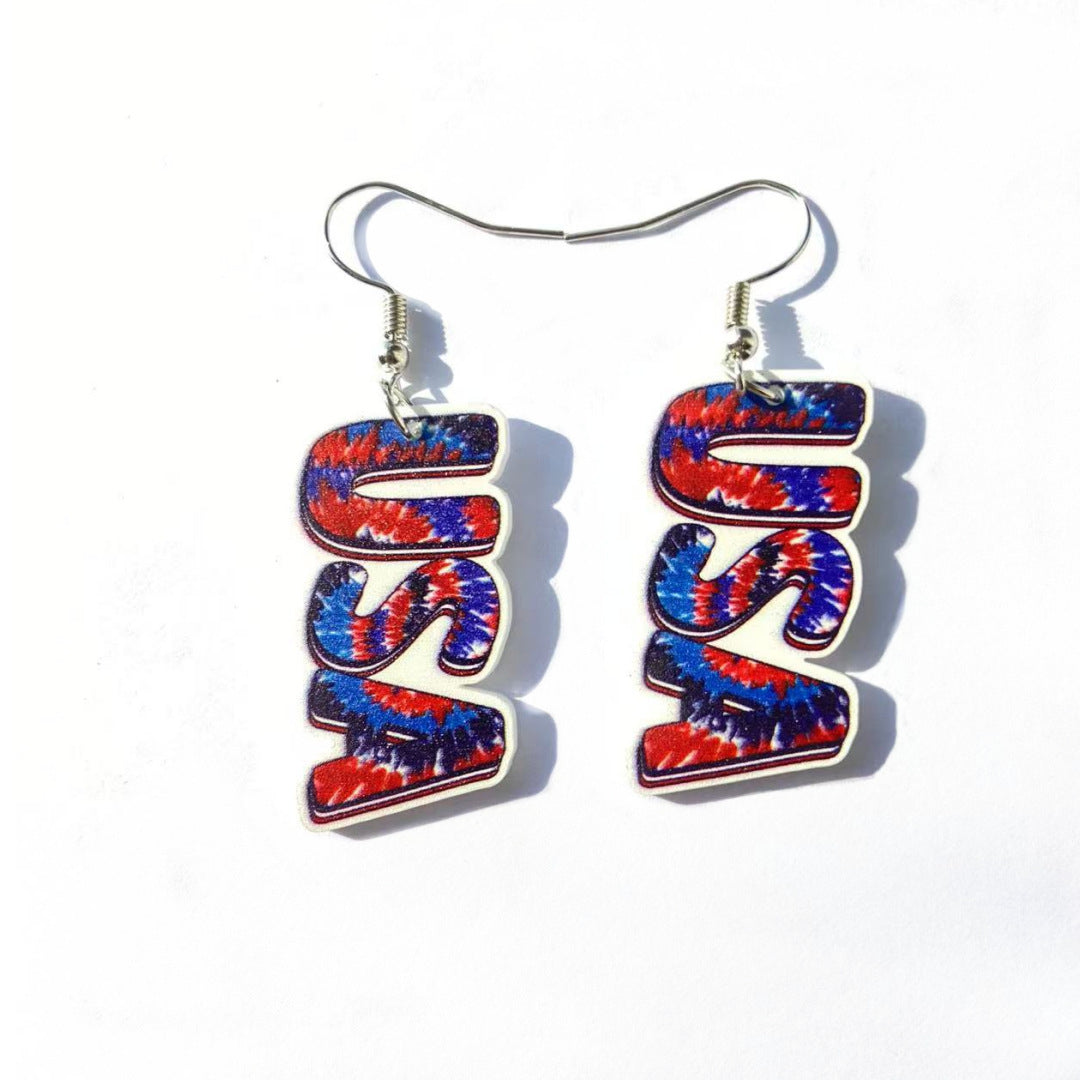 Wholesale Acrylic Earrings with the American Independence Day Flag Design