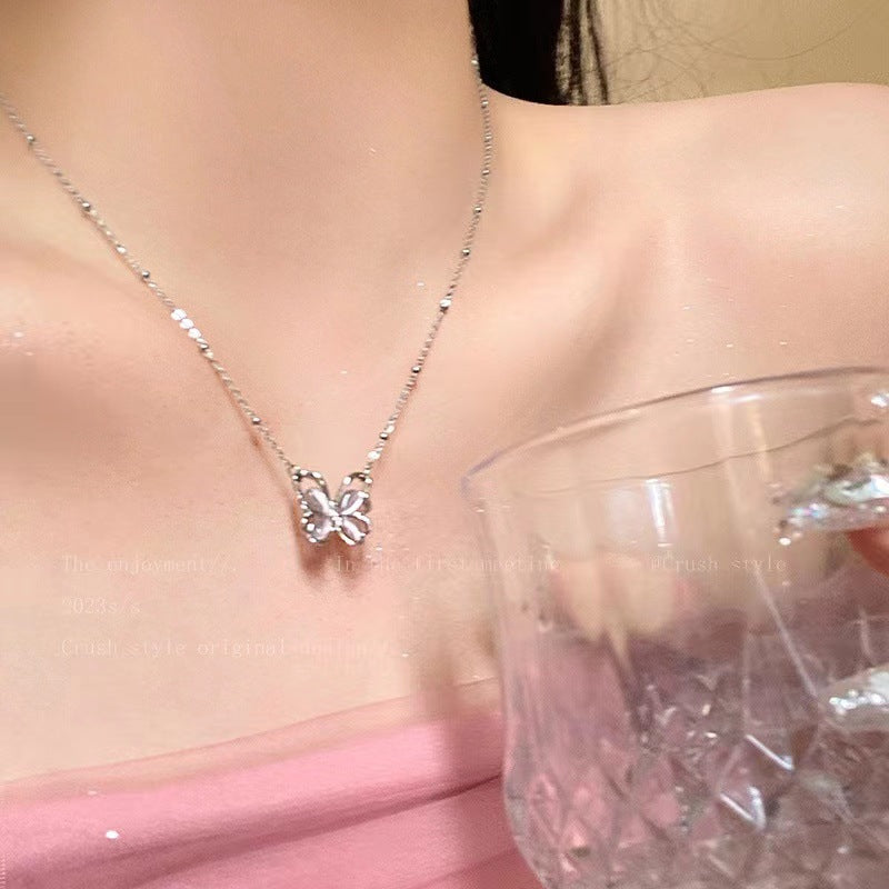 Wholesale Strawberry Crystal Butterfly Necklace