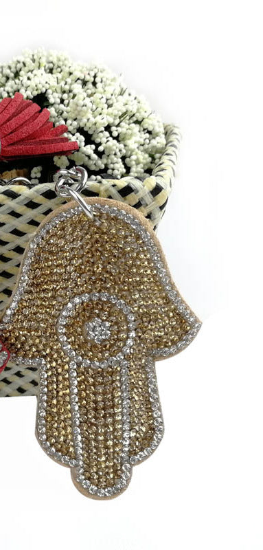 Wholesale Creative rhinestone Palm rhinestone keychain tassel diamond keychain