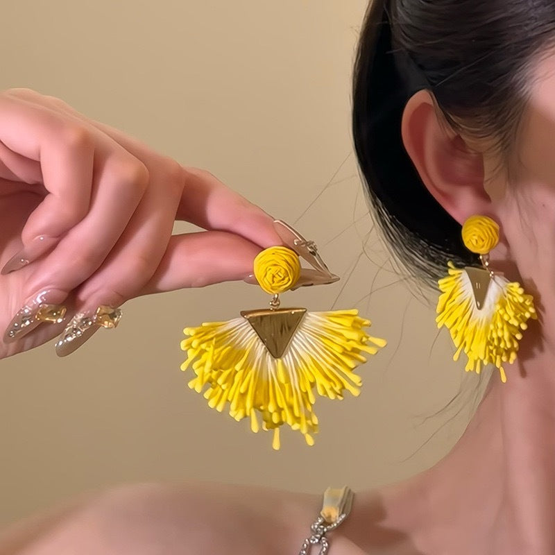 Wholesale Straw Exaggerated Earrings