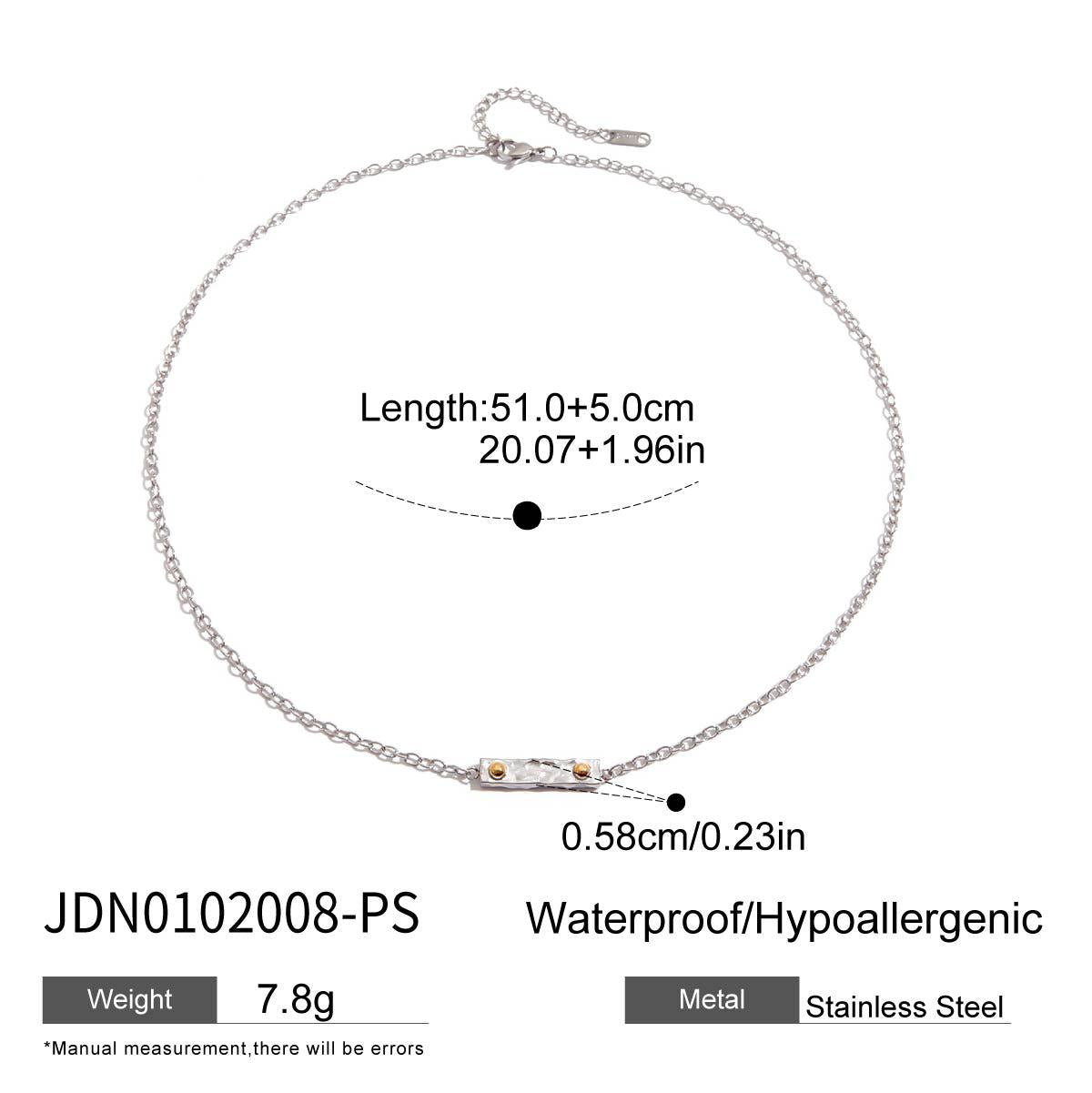 Wholesale 18K gold stainless steel gold and silver color matching hammer pattern necklace