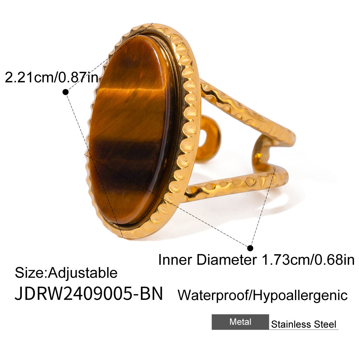 Wholesale Stainless Steel Tiger Eye Stone Ring