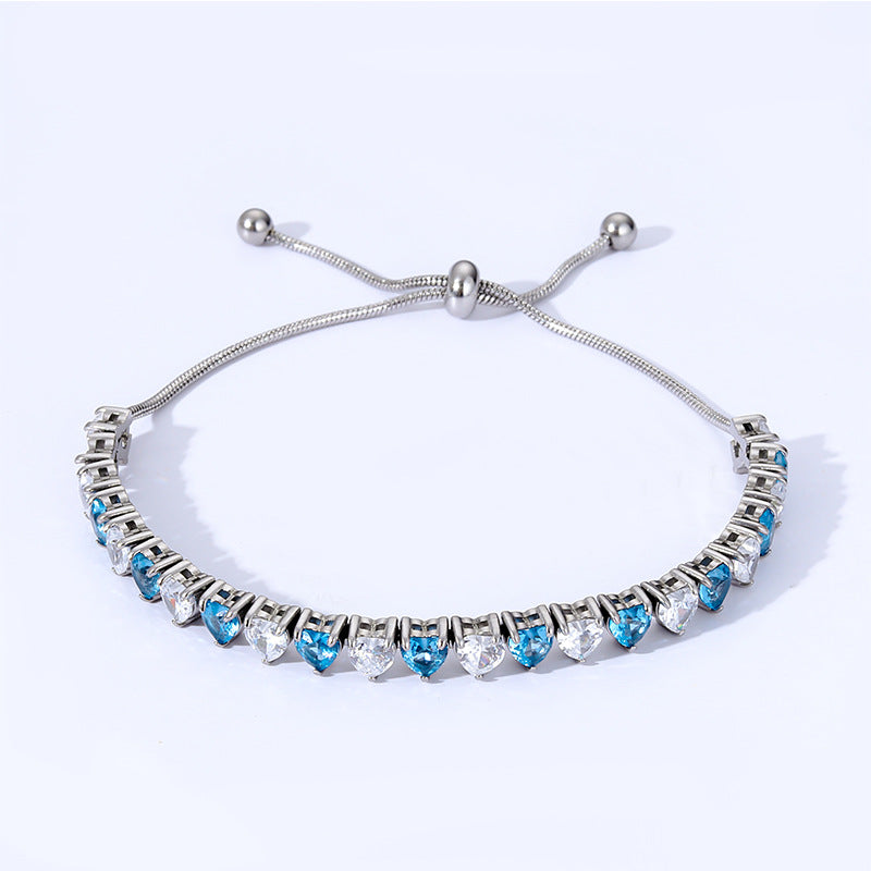 Wholesale  Titanium Steel Inlaid Zircon Stretch Bead Bracelet