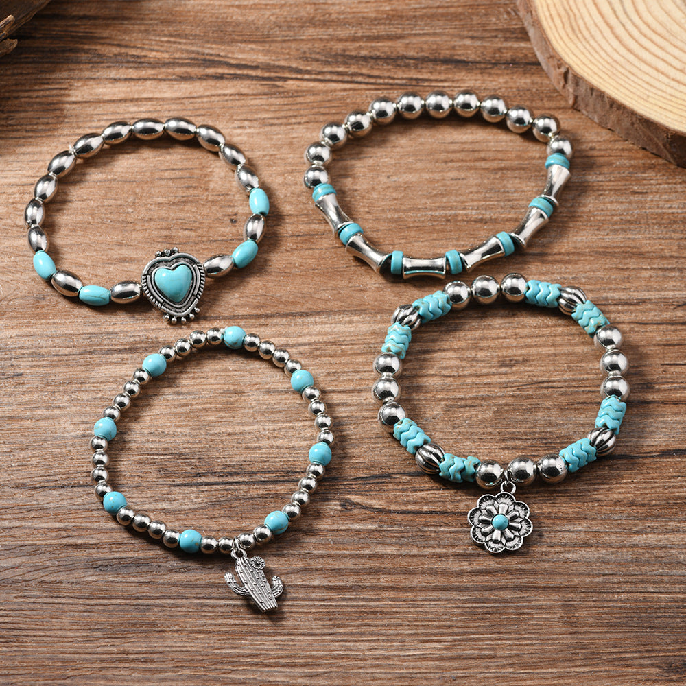 Wholesale Bohemian Style Beaded Bracelet Love Cactus Turquoise Fashion Combination Hot Selling Bracelet