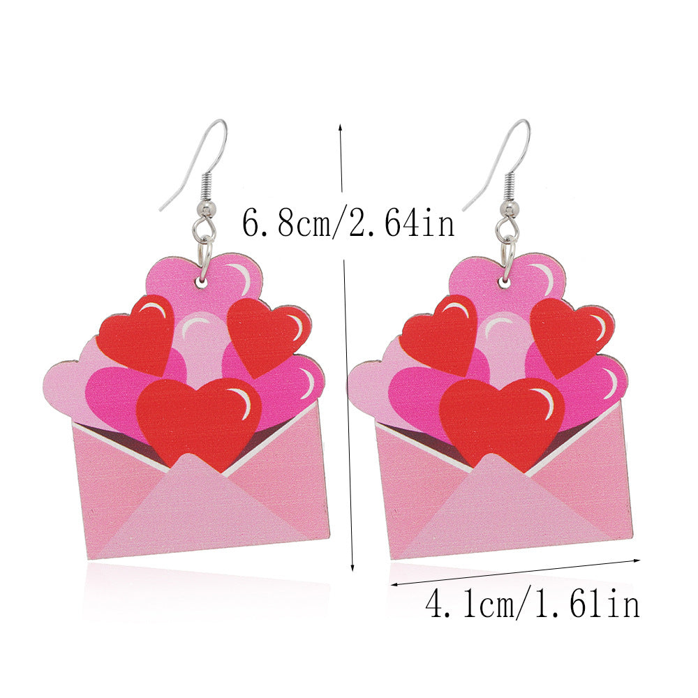 Wholesale  Love Truck Love Letter Printed Ear Hook Earrings