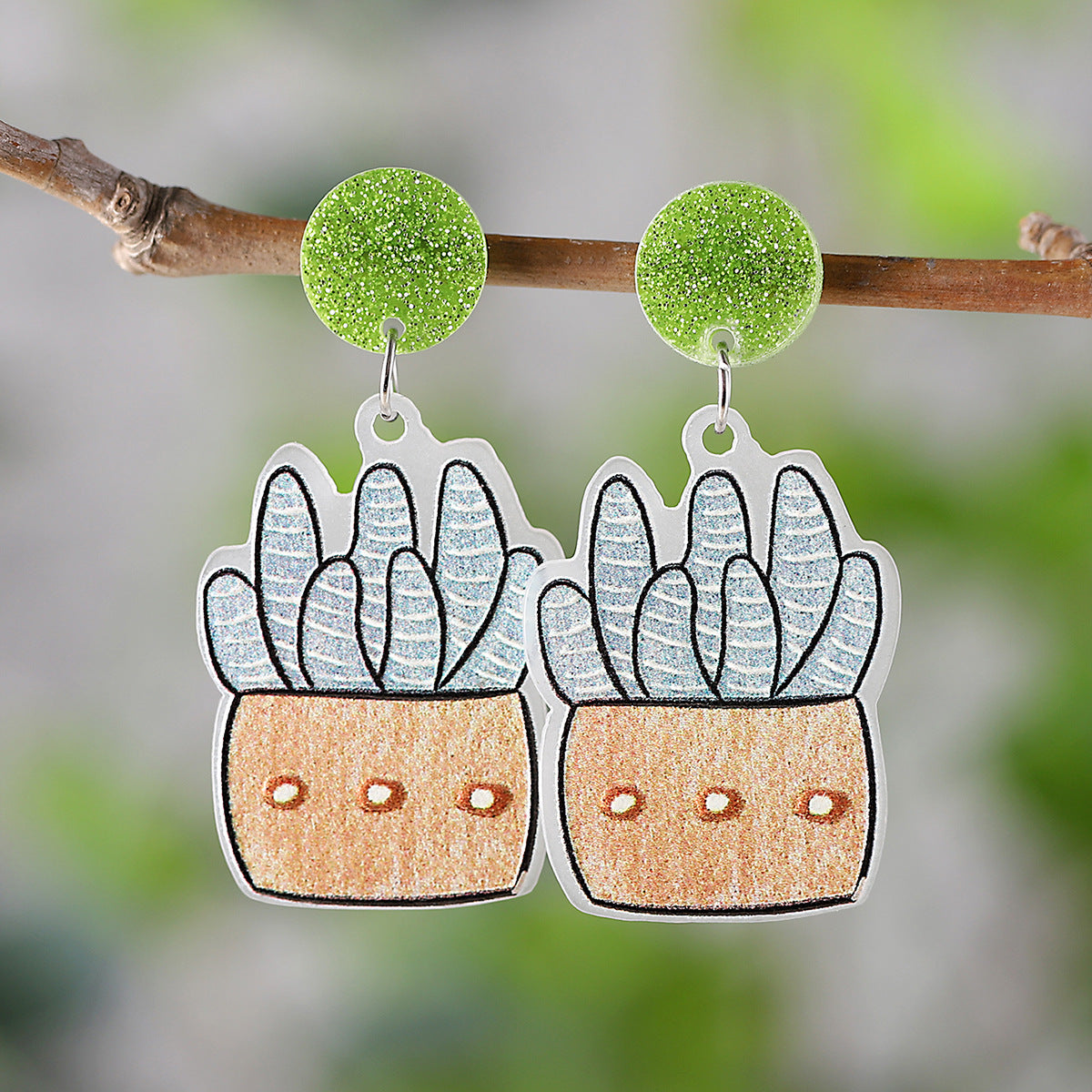 Wholesale Flower Plant Pot Acrylic Pendant Earrings