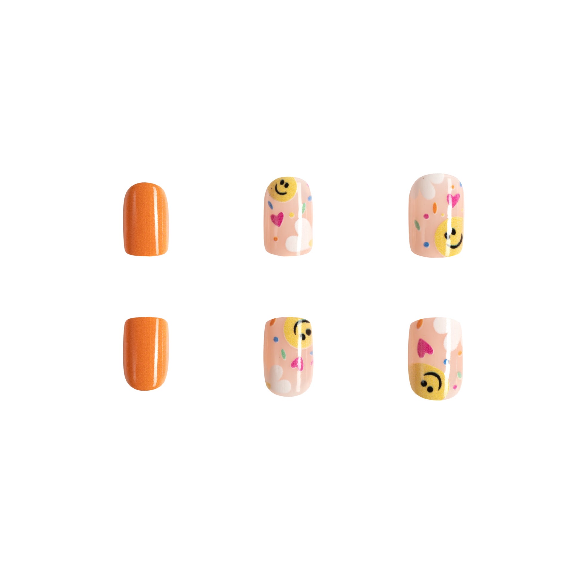 Wholesale 24 Pieces/box Smiley Flowers Orange Love Manicure Press-on Nails Kits Nail Stickers ACC-NS-GuaiXL047
