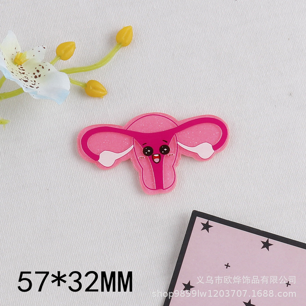 Wholesale 10pcs DIY Flatback Cartoon Acrylic Flatback Badge Reels Retractable Keychain DIY Accessories ACC-FK-OuYe001