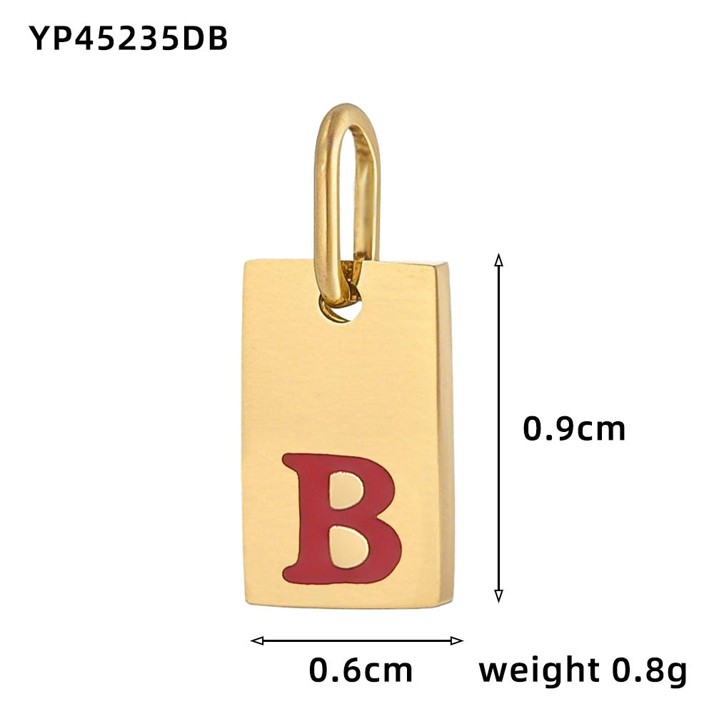 Wholesale 26 oil drops English letters stainless steel gold-plated DIY pendant