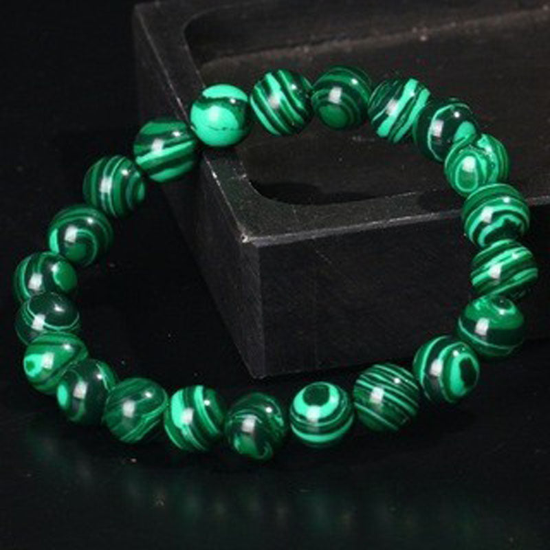 Wholesale  8mm dumb black frosted stone malachite couple bracelet