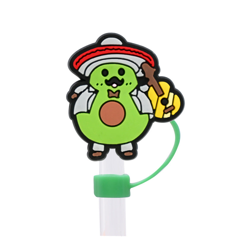 Wholesale Random 10pcs Avocado 8/10mm PVC Soft Straw Tube Cap