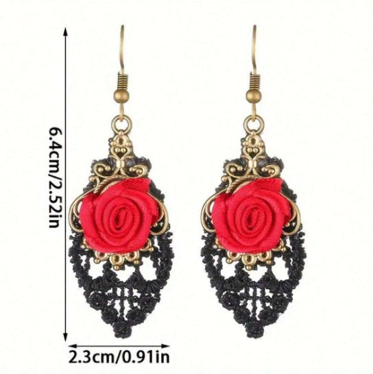 Wholesale Gothic Dark Style Earrings For Women Alloy Flower Jewelry Accessory Trendy Boutique Resale