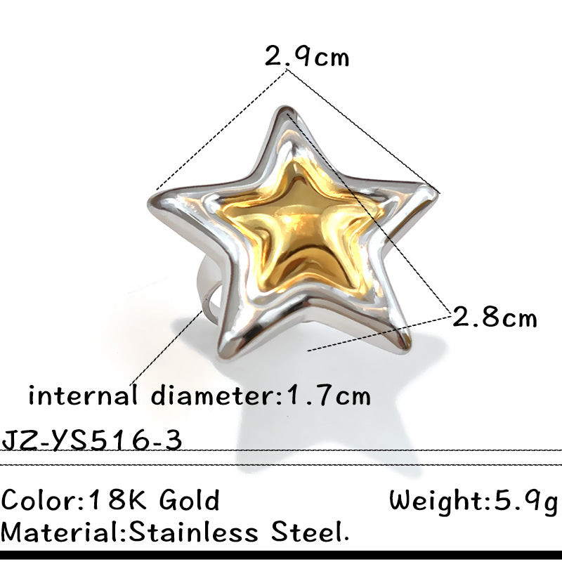 Wholesale Titanium steel ring with contrasting gold and silver design a niche and affordable luxury item