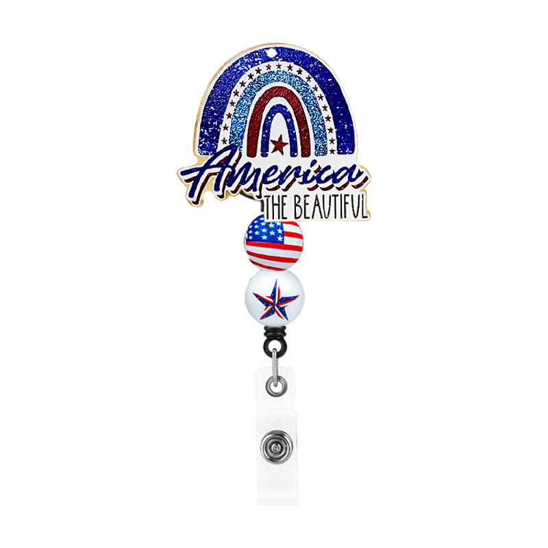 Wholesale American Independence Day Rainbow Sunflower Bull Head Retractable Badge Scroll Keychain Badge Reels ACC-KC-ChiHai004