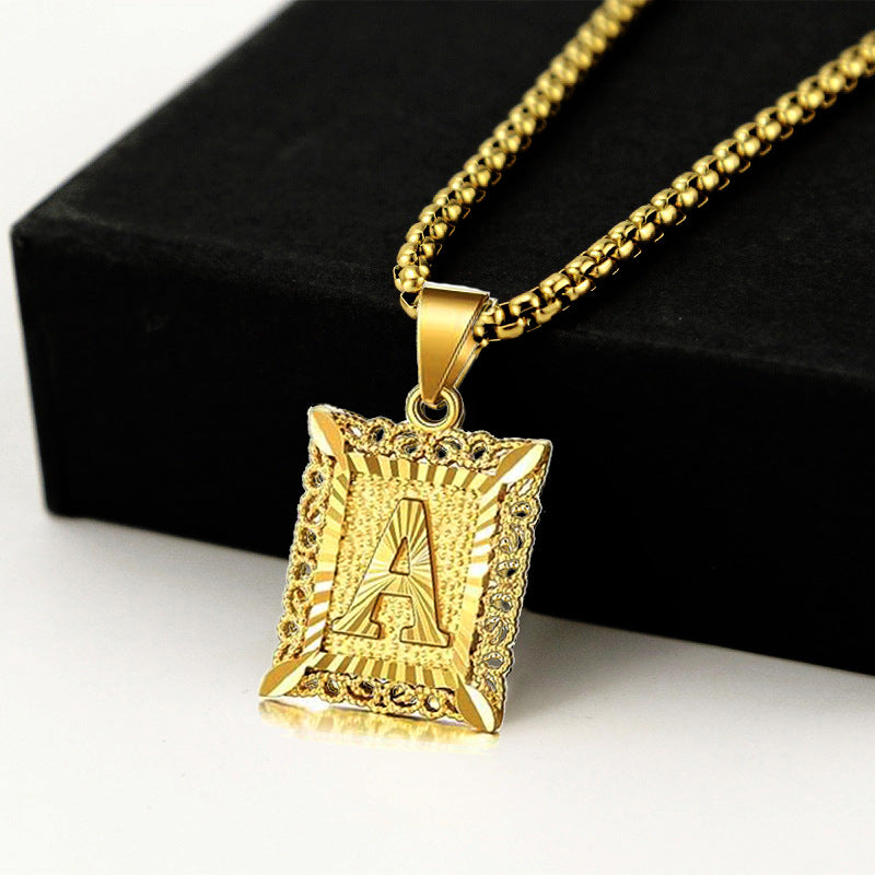 Wholesale  Cuban Chain Men's English 26 Letter Pendant Accessories  Letter Necklace
