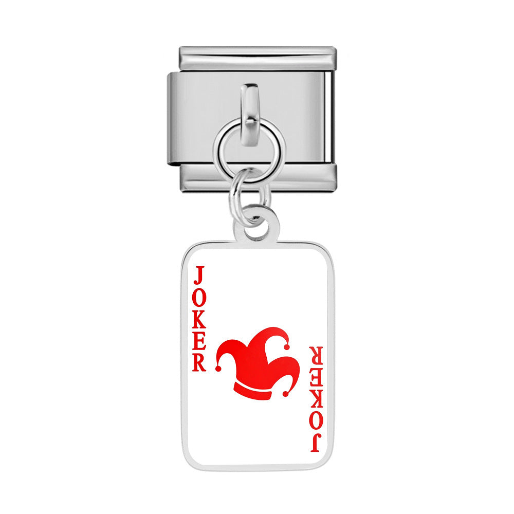 Wholesale Trendy Playing Card Pendant Stainless Steel Bracelet Fashion Accessory For Boutique Resale